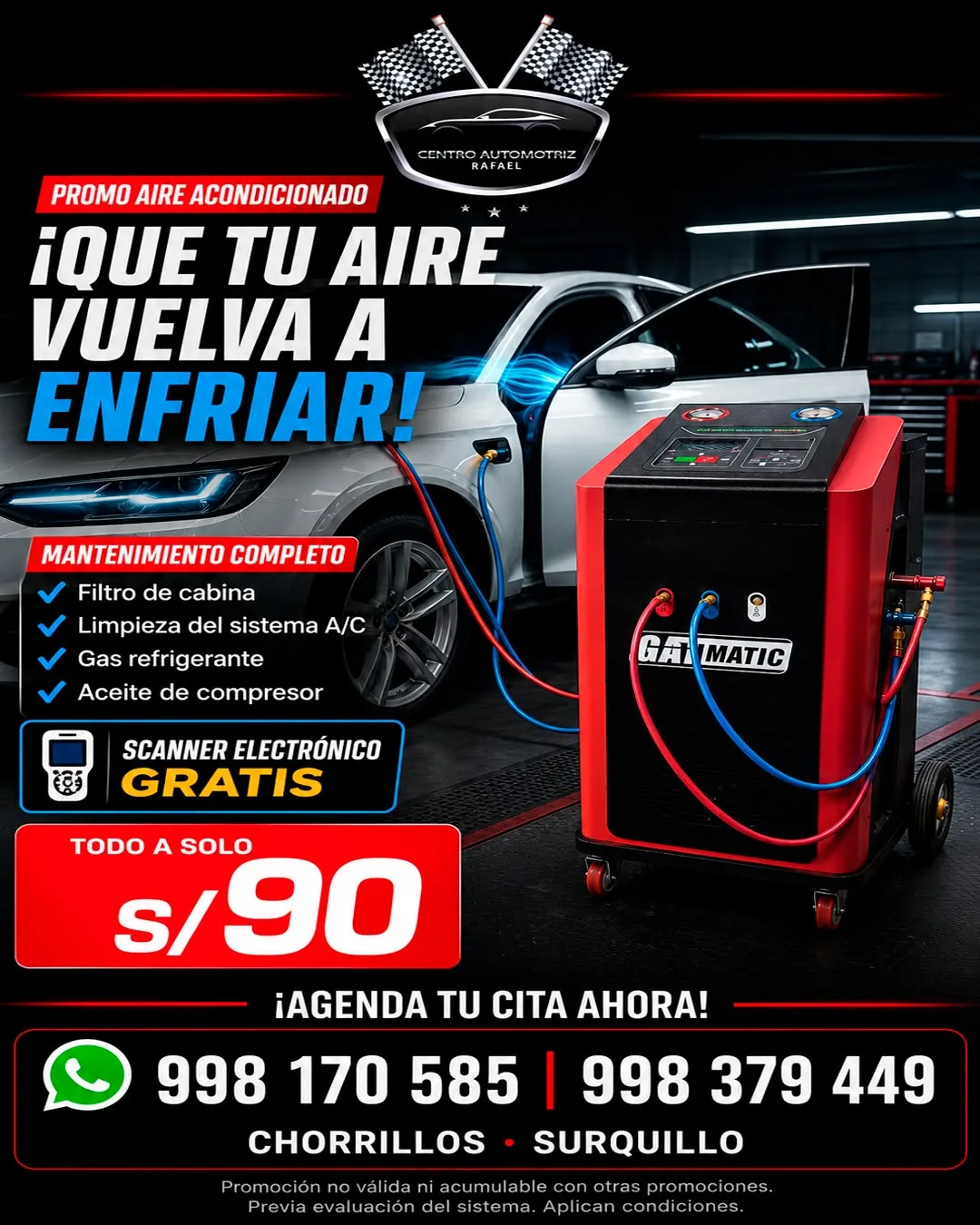 Promoción de mantenimiento de aire acondicionado Centro Automotriz Rafael