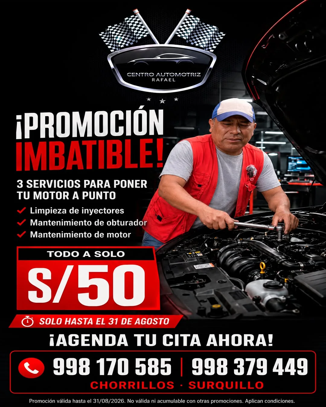 Promoción de limpieza de inyectores y mantenimiento de motor Centro Automotriz Rafael
